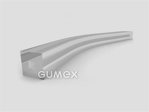 Quadratisches Silikonprofil mit Loch, 14x14mm, 55°ShA, -60°C/+180°C, transparent, 